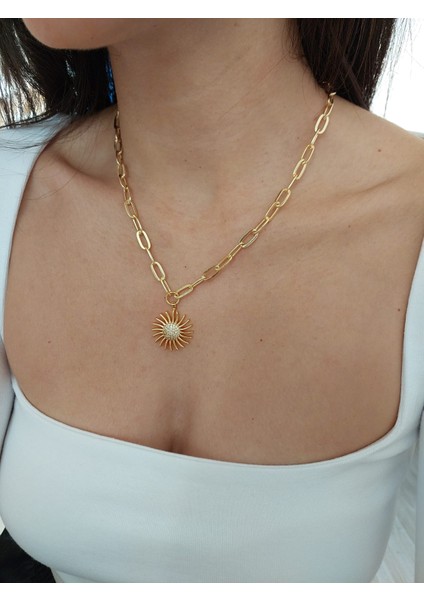 Kadın Altın Kaplama Güneş Kolye