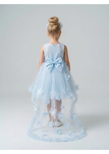 Kız Çocuk Askılı Inci ve Gül Detaylı Çıkabilen Kuyruklu Taç Hediyeli Monita Kız Çocuk Abiye Elbise 3-7 Yaş modelleri