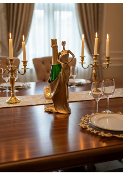 Şaraplık Zarif Kadın Flamenko Gold-Bronz