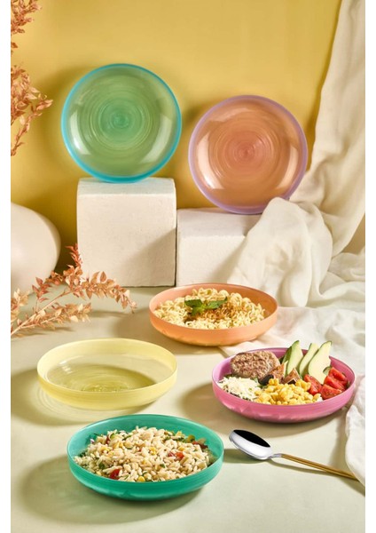 Ip 21 cm Rainbow 6 Parça Cam Bowl - Makarna - Salata Kase Seti