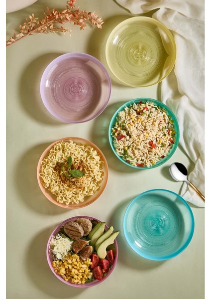 Ip 21 cm Rainbow 6 Parça Cam Bowl - Makarna - Salata Kase Seti modelleri