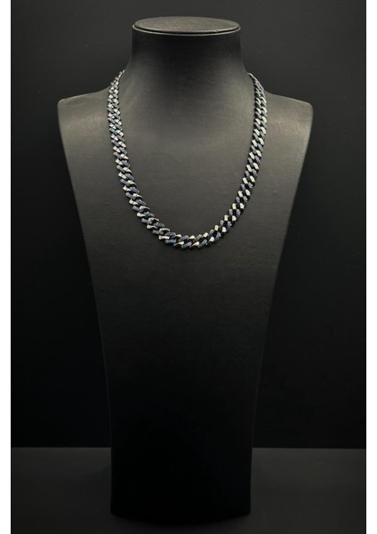 925 Ayar Gümüş Lacivert Zirkon Taşlı Füme Renk Erkek Kolye FRJ30938-1038-L fiyatları