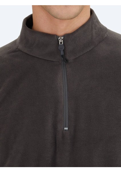 Antrasit Dik Yaka Düz Polar Sweatshırt fırsatları