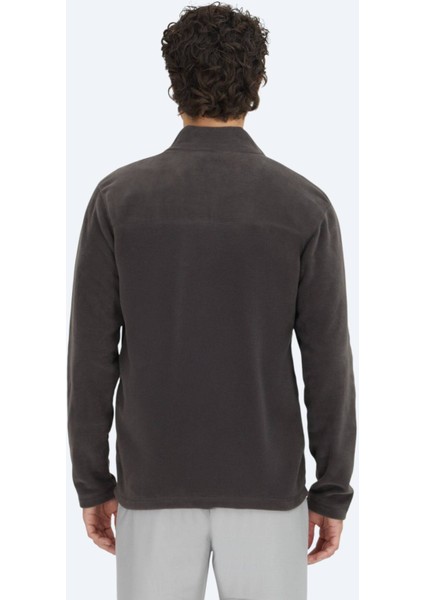 Antrasit Dik Yaka Düz Polar Sweatshırt indirimleri