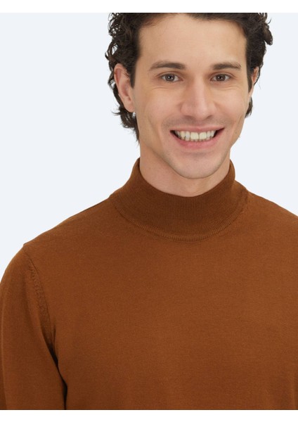 Deve Tüyü Yarım Balıkçı Yaka Düz Örgü Yün Karışımlı Triko Kazak fırsatları