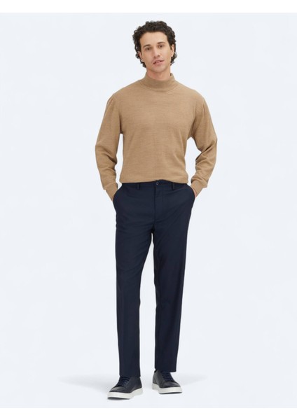 Bej Yarım Balıkçı Yaka Düz Örgü Yün Karışımlı Triko Kazak modelleri