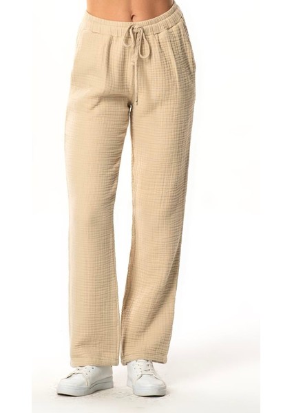 Beli Lastikli Multi Çift Cepli Müslin Kadın/erkek Unisex Yazlık Pantolon Vizon Vzn indirimleri