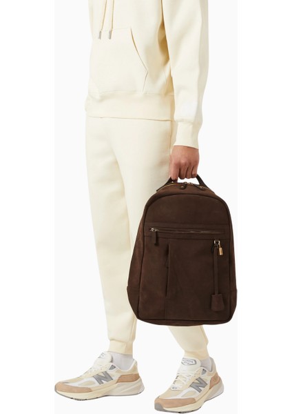 Nubuk Deri Sırt Çantası Kahverengi Premium Seyahat ve Laptop Çantası fırsatları