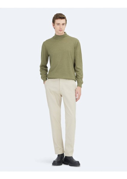 Açık Yeşil Yarım Balıkçı Yaka Düz Örgü Yün Karışımlı Triko Kazak modelleri