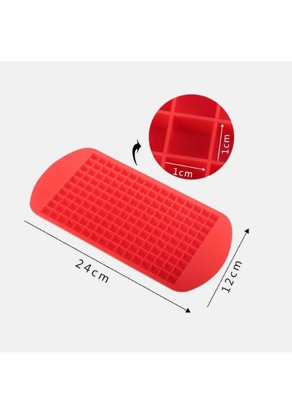 160’LI Mini Küp Silikon Buzluk – Kırmızı | Esnek ve Kolay Çıkarlı Mini Buz Kalıbı