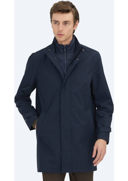 Lacivert Oversize Fit Kruvaze Yaka Casual Dokuma Pardesü indirimleri