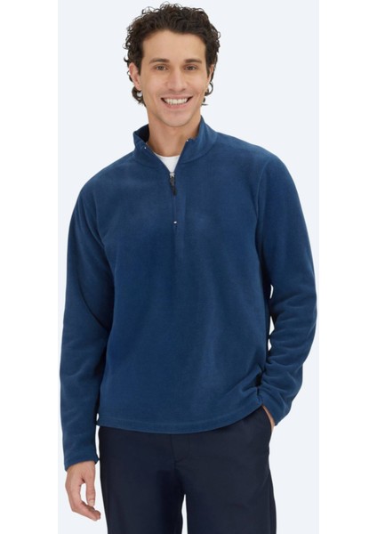 İndigo Dik Yaka Düz Polar Sweatshırt fiyatları