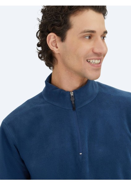 İndigo Dik Yaka Düz Polar Sweatshırt fırsatları