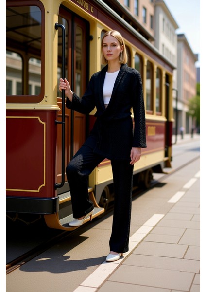 Kadın Alt Üst Dokulu Anvelop Üst Geniş Paça Alt Örme Takım Rahatlığı ve Bir Arada Sunuyor Kaliteli modelleri