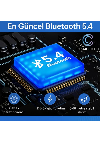 Bluetooth 5.4 USB Adaptör – Pc & Laptop Uyumlu | Tak-Çalıştır Dongle | Düşük Gecikme, Edr Kablosuz Alıcı Verici | Kulaklık, Klavye, Mouse ile Uyumlu
