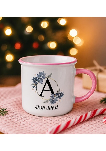 Kişiye Özel Isimli Pembe Emaye Kupa Bardak -7, Arkadaşa Hediye, Sevgiliye Hediye