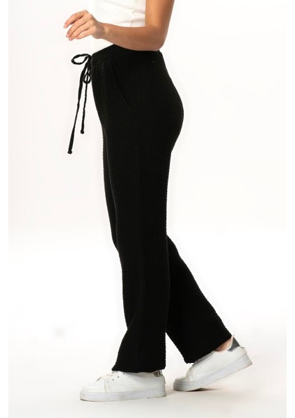 Beli Lastikli Multi Çift Cepli Müslin Kadın/erkek Unisex Yazlık Pantolon Siyah Syh