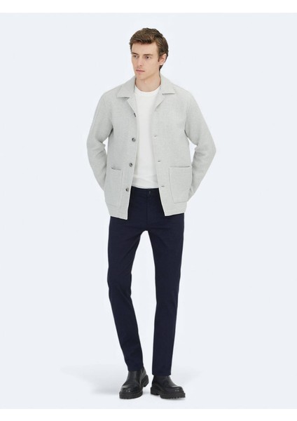 Gri Regular Fit Dokuma Yün Karışımlı Overshırt indirimleri