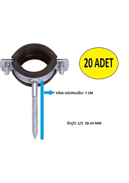 Trifonlu Kelepçe1/2 20-23 mm (20 Adet)