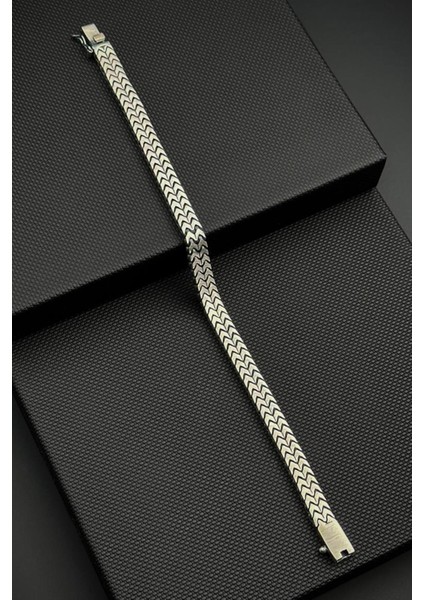 925 Ayar Gümüş Italyan Model Gümüş Renk Erkek Bileklik FRJ12728-3728-A