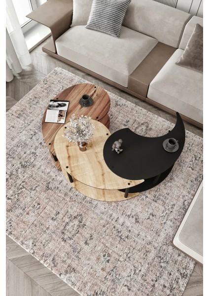 Yin Yang 3'lü Orta Sehpa Siyah Ceviz Meşe 90 cm fırsatları