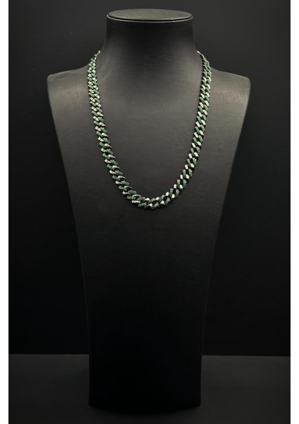 925 Ayar Gümüş Yeşil Zirkon Taşlı Füme Renk Erkek Kolye FRJ30938-1038-Y fiyatları