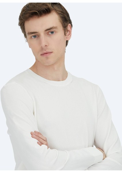 Ekru Bisiklet Yaka Düz Örgü Triko Kazak fırsatları