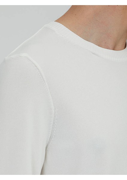 Ekru Bisiklet Yaka Düz Örgü Triko Kazak indirimleri