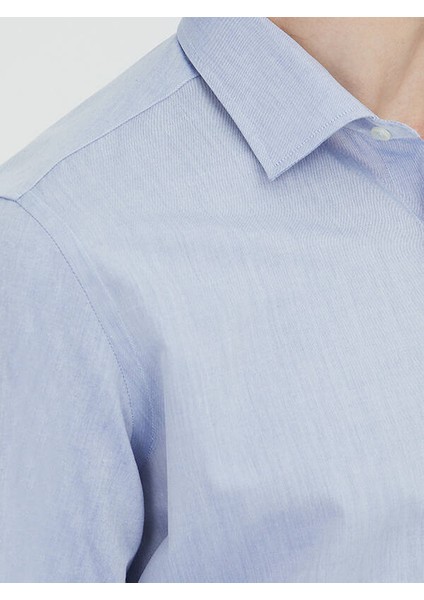 Açık Lacivert Regular Fit Dokuma Klasik Pamuk Karışımlı Gömlek fırsatları