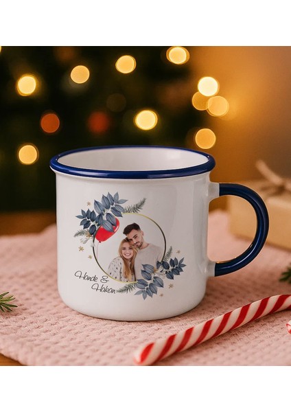 Kişiye Özel Isimli Fotoğraflı Lacivert Emaye Kupa Bardak -2, Arkadaşa Hediye, Sevgiliye Hediye