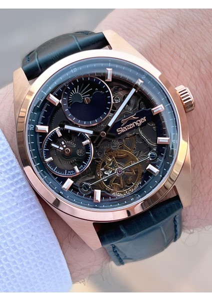 Otomatik Seri Mehtap ve Güneş Kadranlı Italyan Bileklik Hediyeli Erkek Kol Saat ESL.2559.6 fiyatları