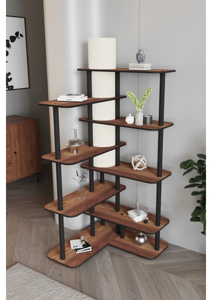 Cross Dekoratif Raflı Kitaplık Lambader Ceviz fiyatları