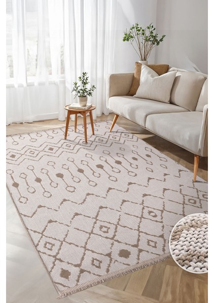 %100 Pamuk Yıkanabilir Modern Halı-Beyaz Kahverengi Kaşık Desenli, Toz Tutmayan Yumuşak Dokulu, Salon-Yatak Odası-Çocuk Odası ,halı,pamuk Halı ,kaşık Desenli Halı ,yıkanabilir Halı , fırsatları