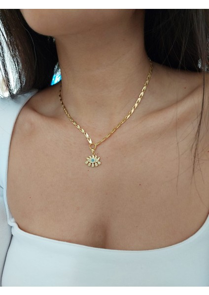 Kadın Göz Uçlu Zincir Kolye