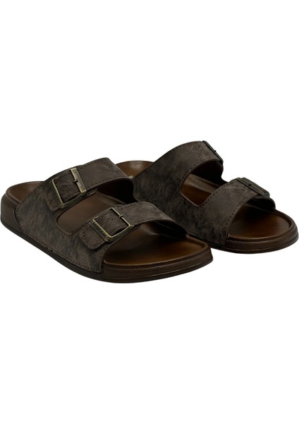 Deri Çift Bant Anatomik Erkek Terlik