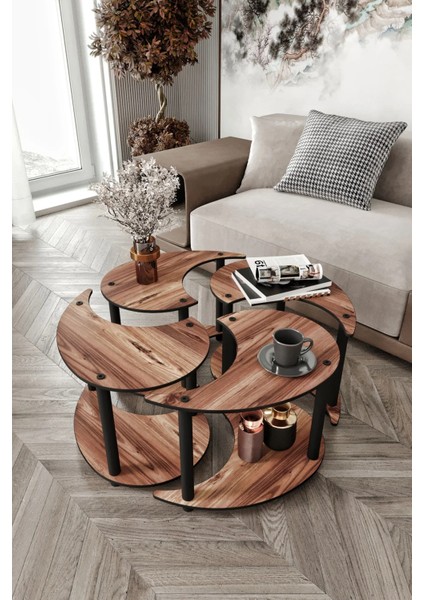 Yin Yang 4'lü Orta Sehpa Ceviz