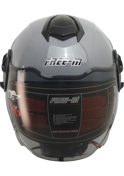 Motosiklet Yarım Kask Double Güneş Vizörlü Sertifikalı Abs Material Motor Kaskı Gri