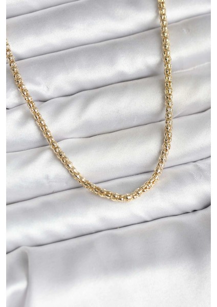 14K Renk Kaplama Boru Zincir cm Kadın Kolye