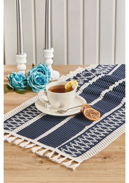 Rustique Lacivert Pamuk Masa Örtüsü Runner 35X145 cm fiyatları