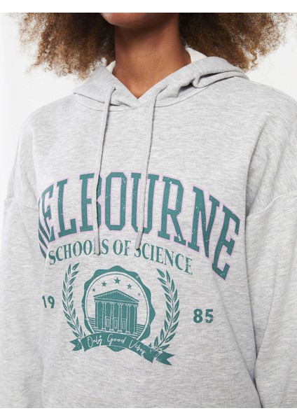 Lcw Vision Gri Kapüşonlu Baskılı Uzun Kollu Kadın Sweatshirt fırsatları