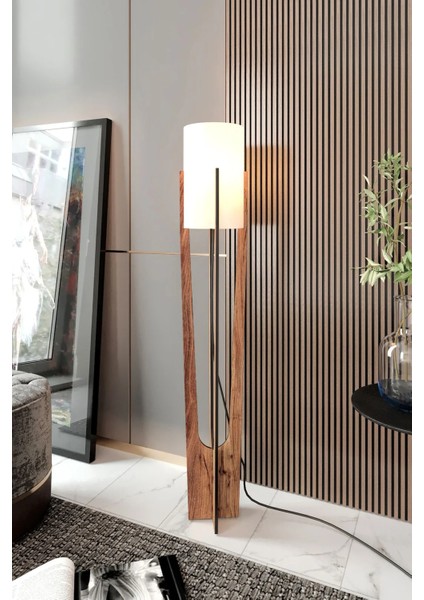 Minimalist Ceviz Lambader Krem