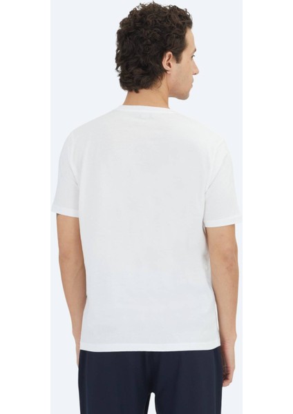 Beyaz Düz Bisiklet Yaka %100 Pamuk T-Shirt