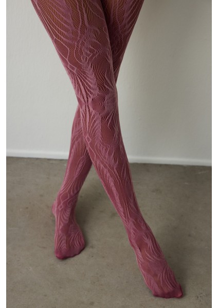 Açık Pembe Çift Renkli Duo Desenli 15 Denye Ince Külotlu Çorap