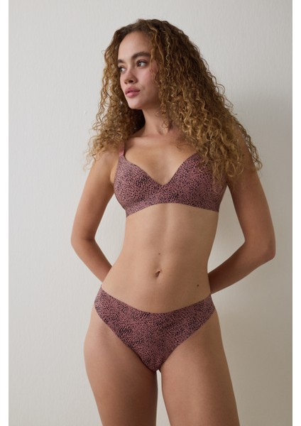 Gül Kurusu Tattoo Effect Dikişsiz Balensiz Çıkarılabilir Kaplı Üçgen Sütyen modelleri