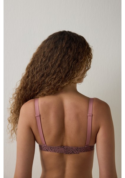 Gül Kurusu Tattoo Effect Dikişsiz Balensiz Çıkarılabilir Kaplı Üçgen Sütyen