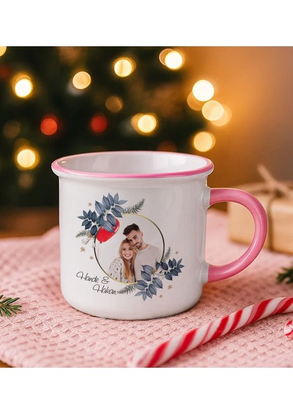 Kişiye Özel Isimli Fotoğraflı Pembe Emaye Kupa Bardak -2, Arkadaşa Hediye, Sevgiliye Hediye