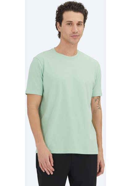 Mint Düz Bisiklet Yaka %100 Pamuk T-Shirt