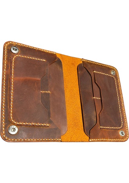 Linda V2 El Yapımı Hakiki Gerçek Deri Pasaport Kılıfı Cüzdan Kartlık Kadın Erkek