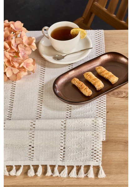 Rustique Krem Pamuk Masa Örtüsü Runner 35X145 cm fiyatları