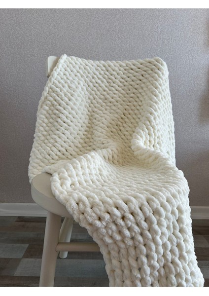 Handmade Ekru Renk Puffy Bebek Battaniyesi 90X90 cm
